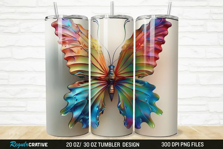 3D Colorful Butterfly 20/30oz Skinny Tumbler