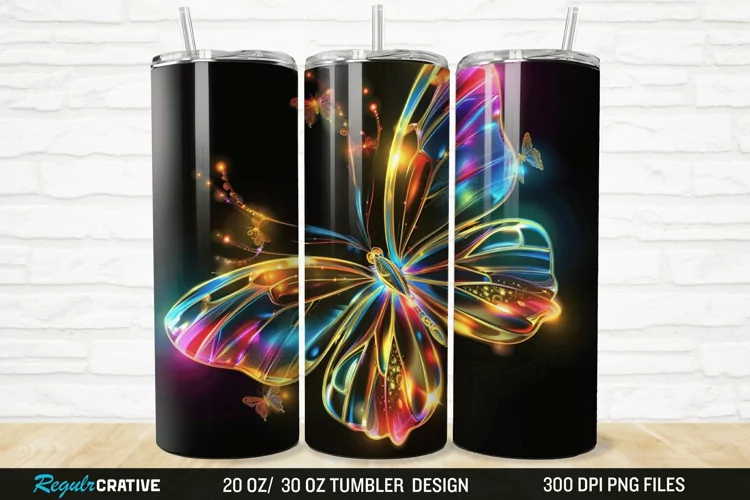 3D Colorful Butterfly 20/30oz Skinny Tumbler