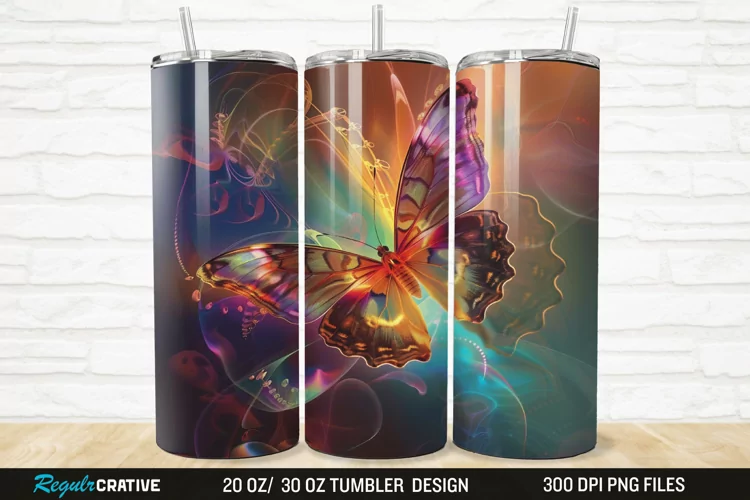 3D Colorful Butterfly 20/30oz Skinny Tumbler