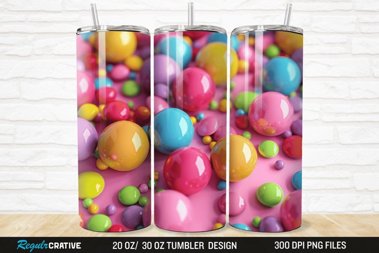 3D Colorful Candies 20/30oz Skinny Tumbler example image 1