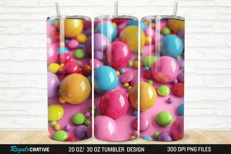3D Colorful Candies 20/30oz Skinny Tumbler