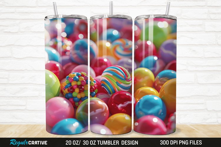 3D Colorful Candies 20/30oz Skinny Tumbler