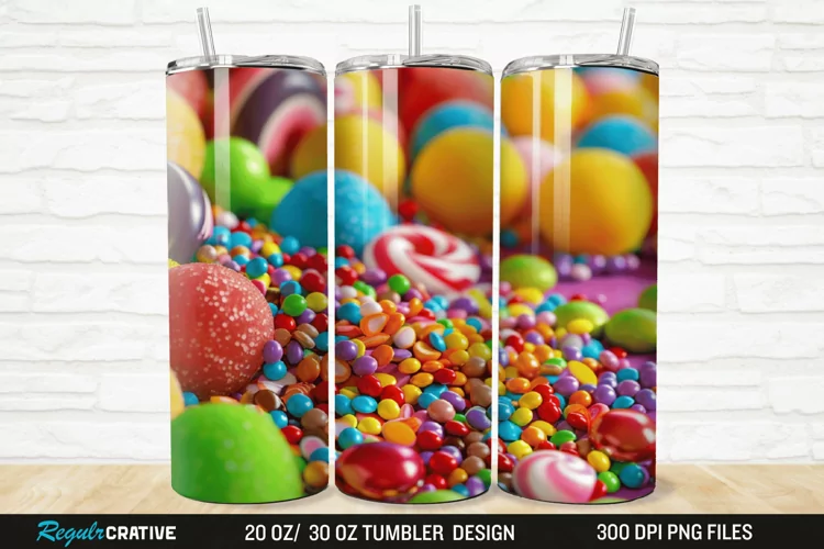 3D Colorful Candies 20/30oz Skinny Tumbler