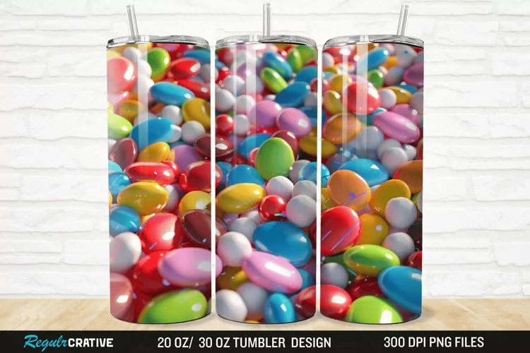 3D Colorful Candies 20/30oz Skinny Tumbler