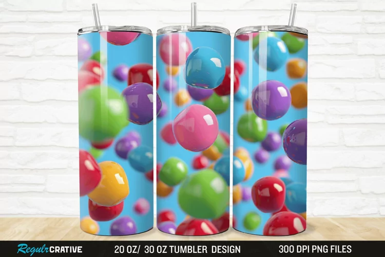3D Colorful Candies 20/30oz Skinny Tumbler