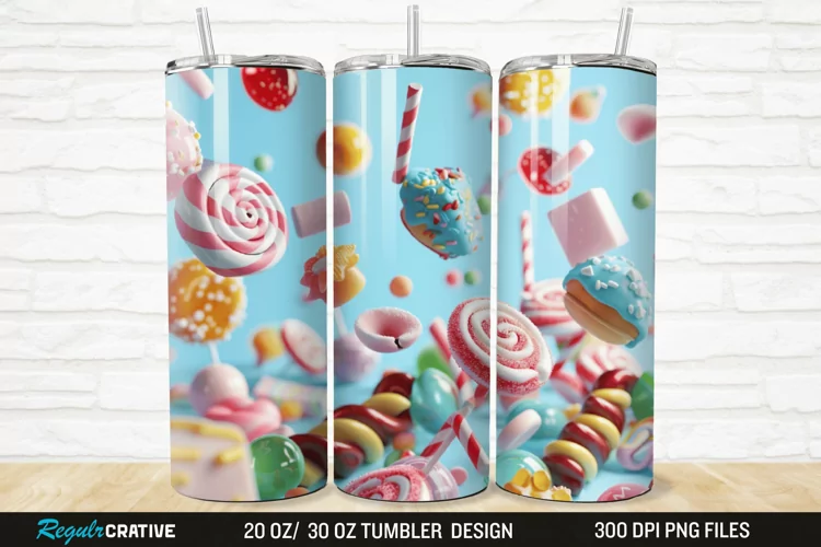 3D Colorful Candies 20/30oz Skinny Tumbler