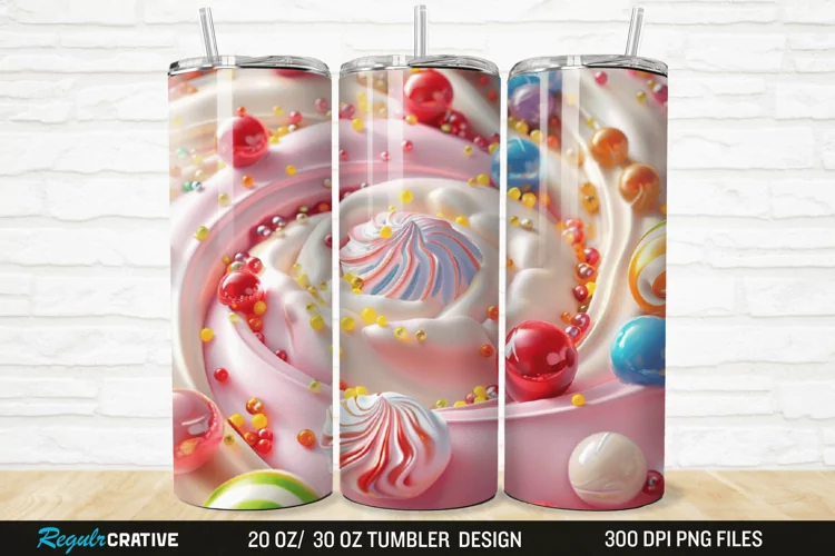3D Colorful Candies 20/30oz Skinny Tumbler