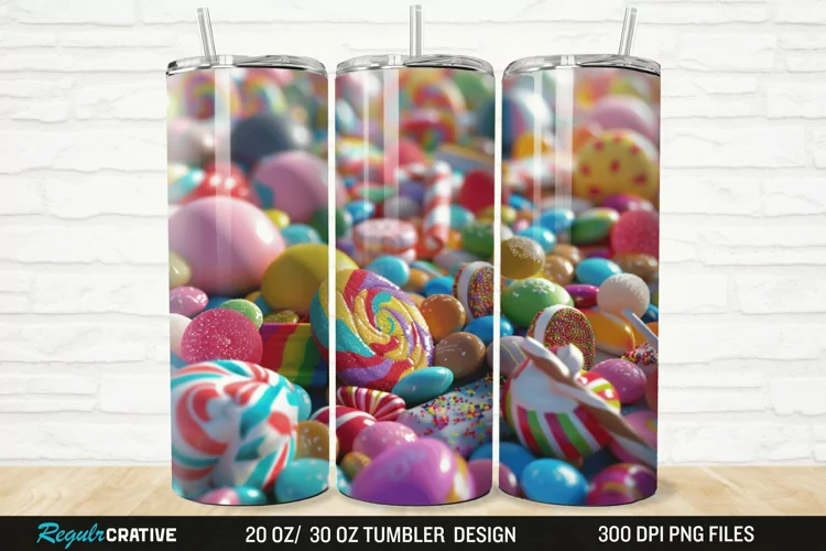 3D Colorful Candies 20/30oz Skinny Tumbler