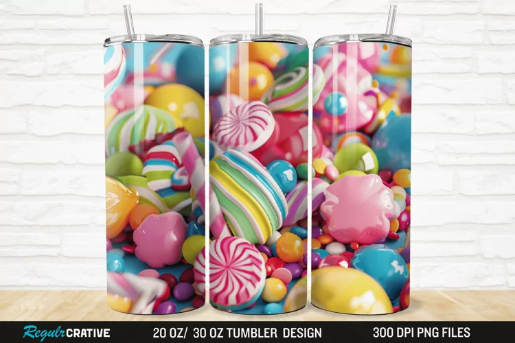 3D Colorful Candies 20/30oz Skinny Tumbler
