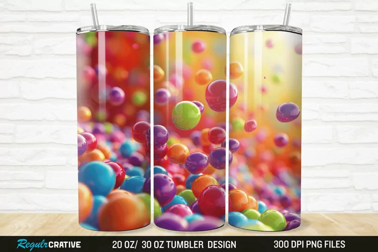 3D Colorful Candies 20/30oz Skinny Tumbler