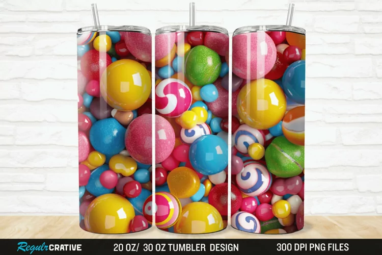 3D Colorful Candies 20/30oz Skinny Tumbler