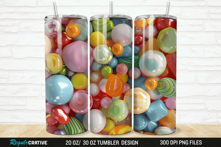 3D Colorful Candies 20/30oz Skinny Tumbler