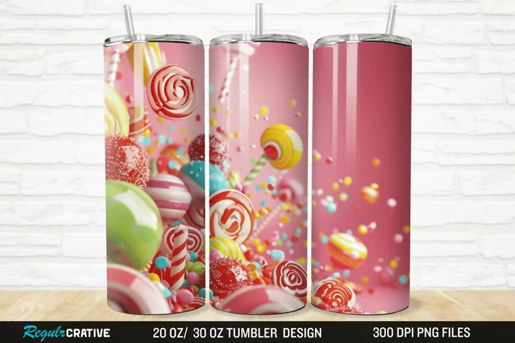 3D Colorful Candies 20/30oz Skinny Tumbler