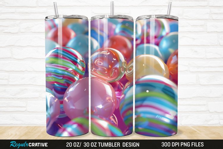3D Colorful Candies 20/30oz Skinny Tumbler example image 1
