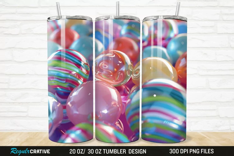 3D Colorful Candies 20/30oz Skinny Tumbler