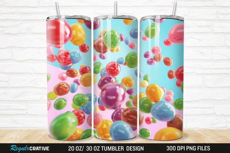 3D Colorful Candies 20/30oz Skinny Tumbler example image 1