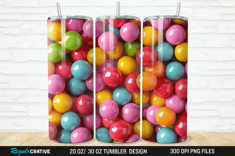 3D Colorful Candies 20/30oz Skinny Tumbler