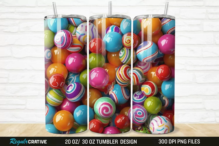 3D Colorful Candies 20/30oz Skinny Tumbler