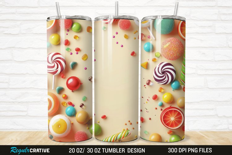 3D Colorful Candies 20/30oz Skinny Tumbler example image 1