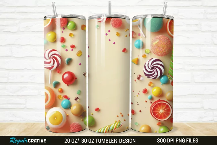 3D Colorful Candies 20/30oz Skinny Tumbler