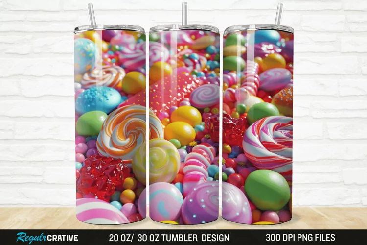 3D Colorful Candies 20/30oz Skinny Tumbler
