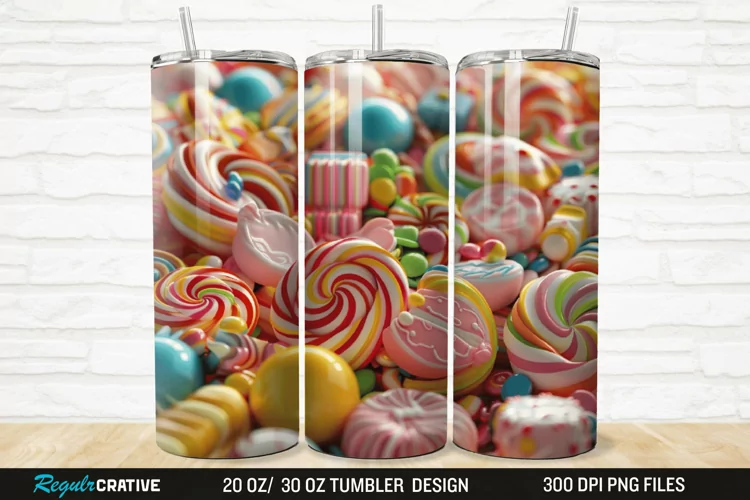 3D Colorful Candies 20/30oz Skinny Tumbler