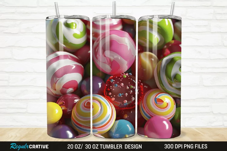 3D Colorful Candies 20/30oz Skinny Tumbler
