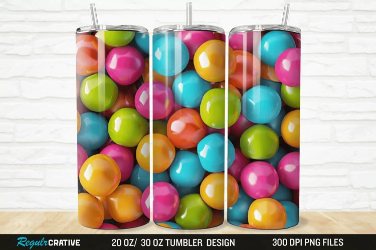 3D Colorful Candies 20/30oz Skinny Tumbler