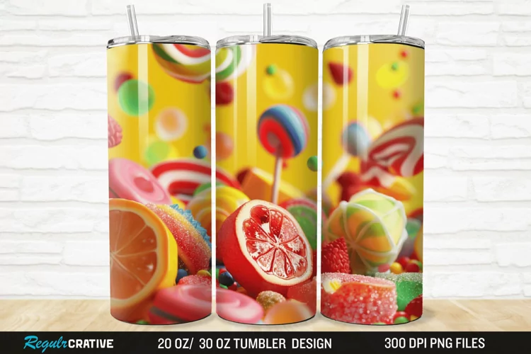 3D Colorful Candies 20/30oz Skinny Tumbler