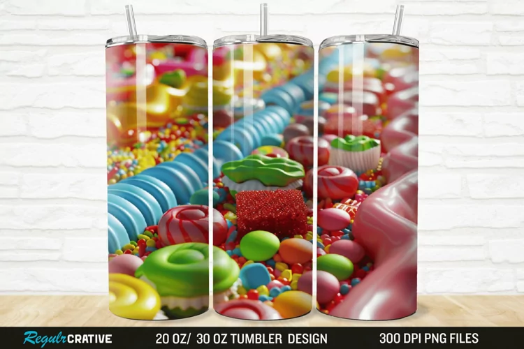 3D Colorful Candies 20/30oz Skinny Tumbler