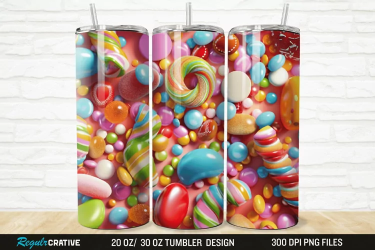 3D Colorful Candies 20/30oz Skinny Tumbler