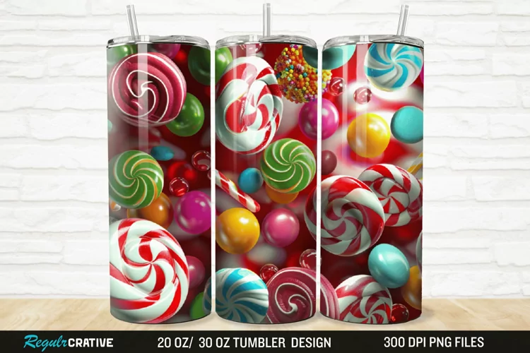 3D Colorful Candies 20/30oz Skinny Tumbler