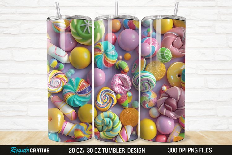3D Colorful Candies 20/30oz Skinny Tumbler