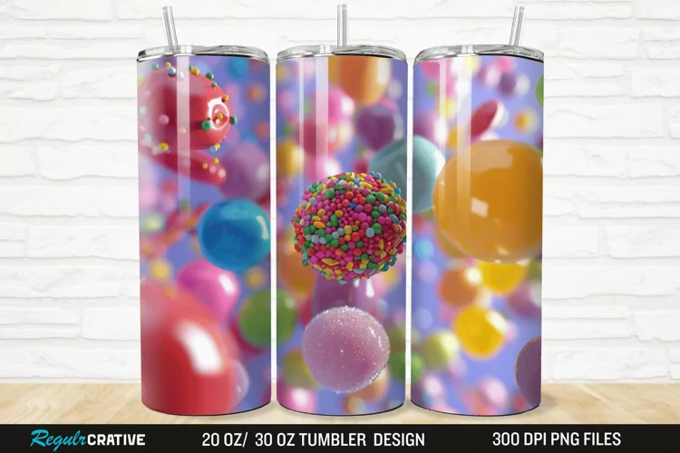 3D Colorful Candies 20/30oz Skinny Tumbler