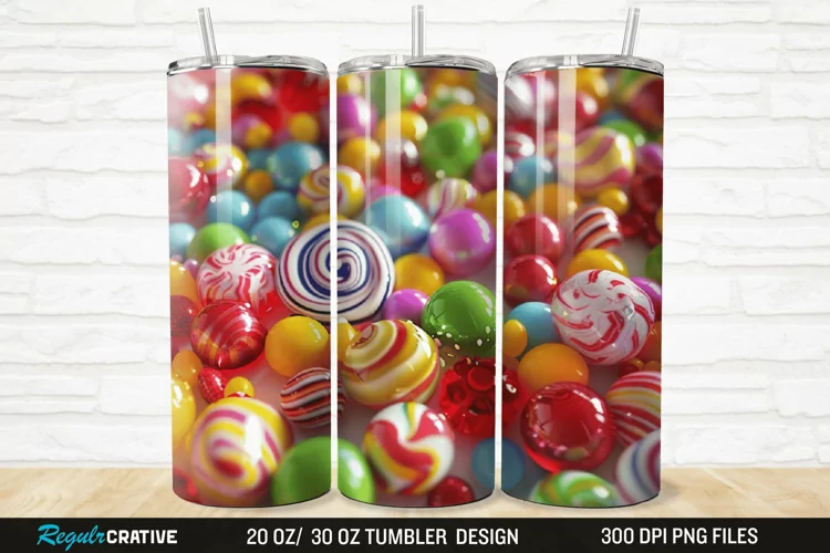 3D Colorful Candies 20/30oz Skinny Tumbler