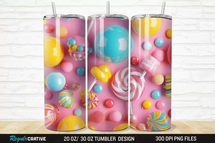3D Colorful Candies 20/30oz Skinny Tumbler