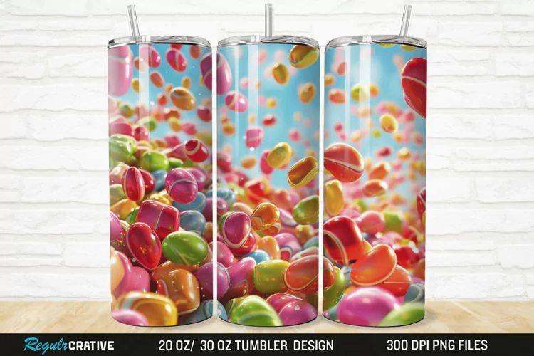 3D Colorful Candies 20/30oz Skinny Tumbler