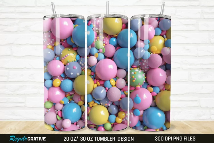 3D Colorful Candies 20/30oz Skinny Tumbler