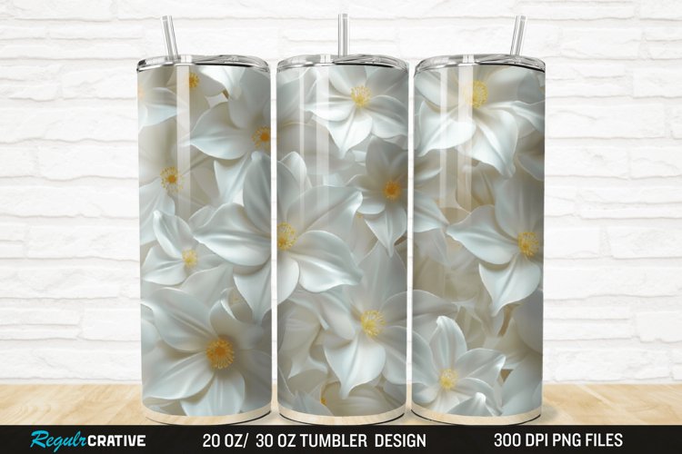 3D Jasmine Floral 20/30oz Skinny Tumbler example image 1