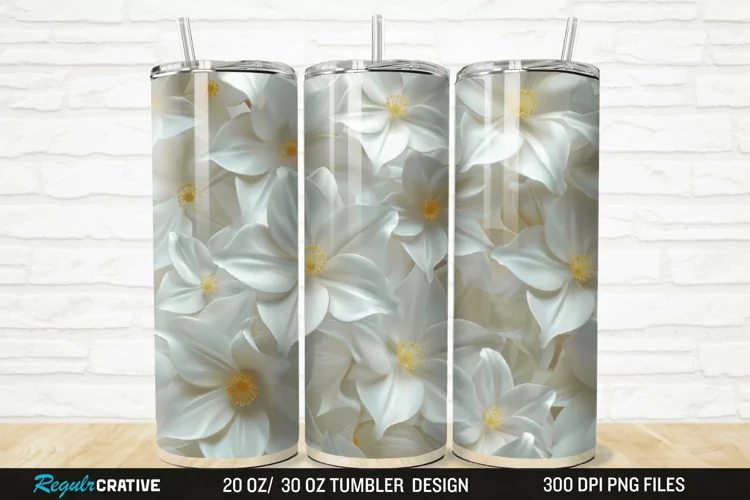 3D Jasmine Floral 20/30oz Skinny Tumbler