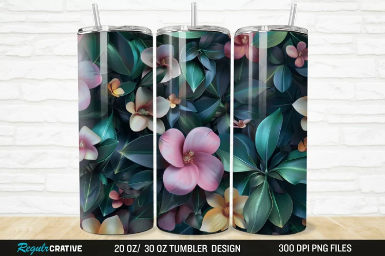 3D Jasmine Floral 20/30oz Skinny Tumbler