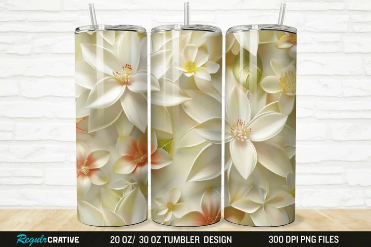 3D Jasmine Floral 20/30oz Skinny Tumbler