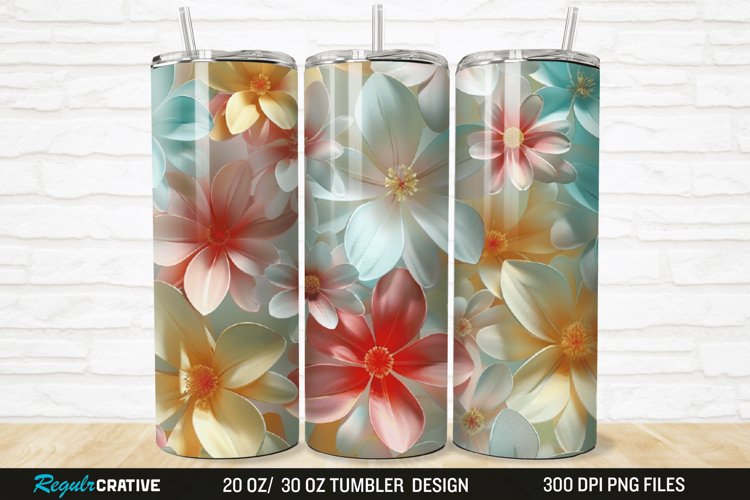 3D Jasmine Floral 20/30oz Skinny Tumbler example image 1
