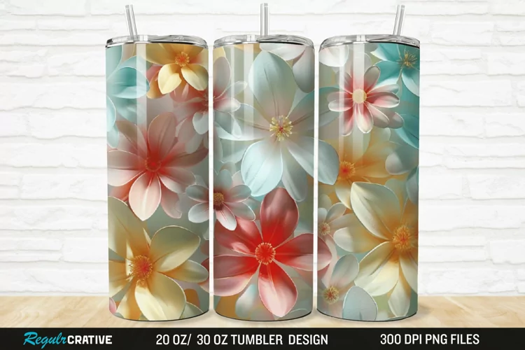 3D Jasmine Floral 20/30oz Skinny Tumbler