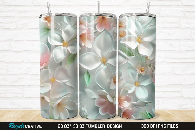 3D Jasmine Floral 20/30oz Skinny Tumbler example image 1