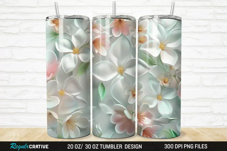 3D Jasmine Floral 20/30oz Skinny Tumbler