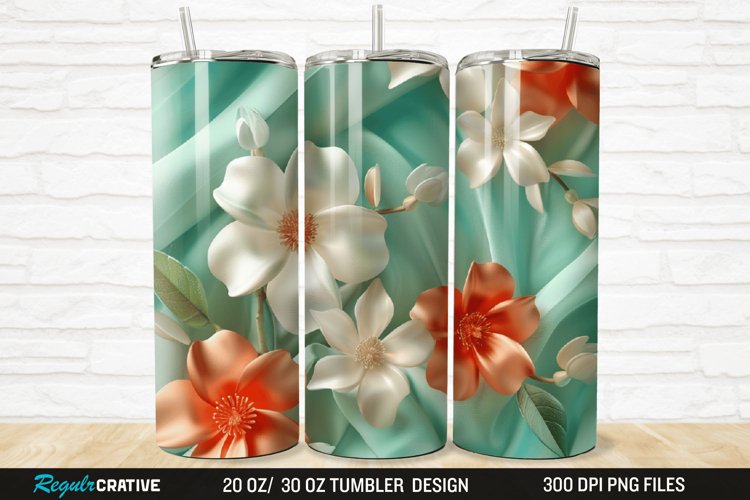 3D Jasmine Floral 20/30oz Skinny Tumbler example image 1