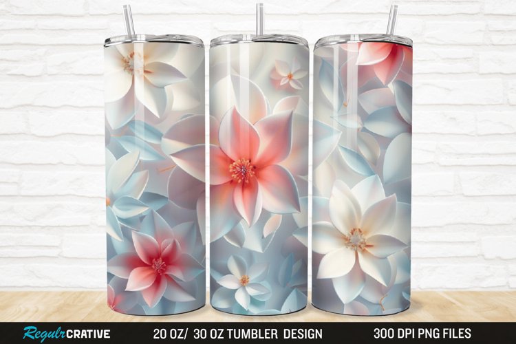 3D Jasmine Floral 20/30oz Skinny Tumbler example image 1