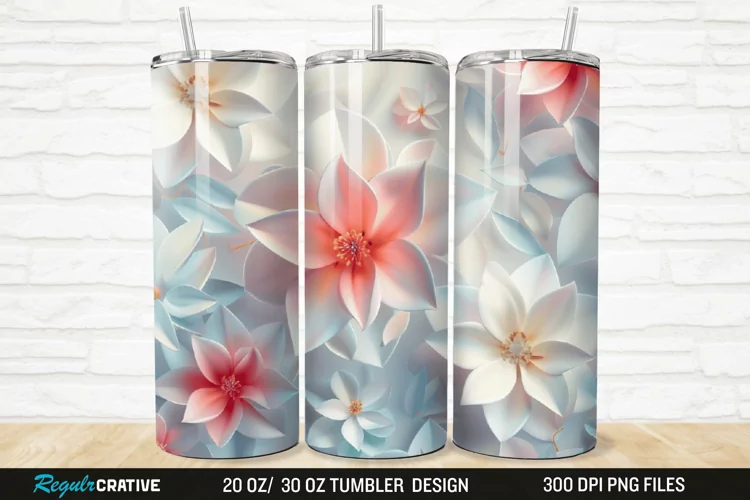 3D Jasmine Floral 20/30oz Skinny Tumbler