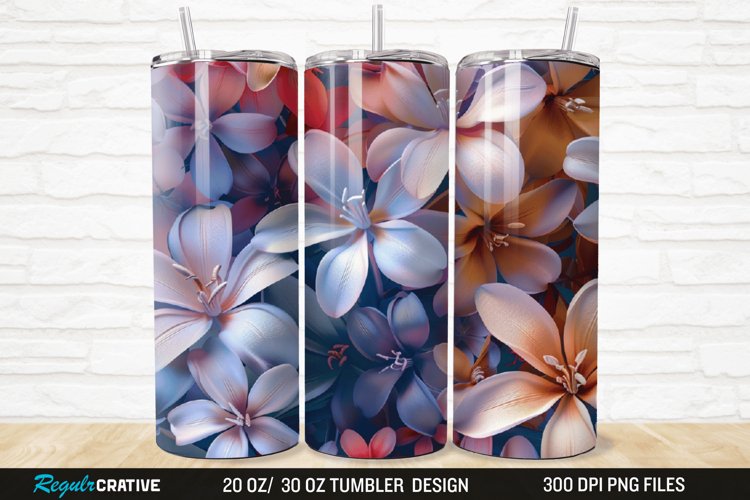3D Jasmine Floral 20/30oz Skinny Tumbler example image 1